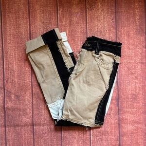 Patchwork Tan and Black Jeans